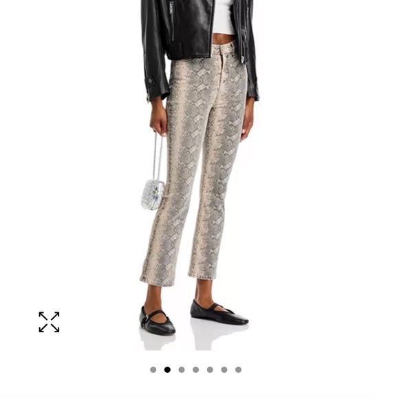 MOTHER Snake Print Cropped Pants - Cream and Gray - Picture 1 of 4